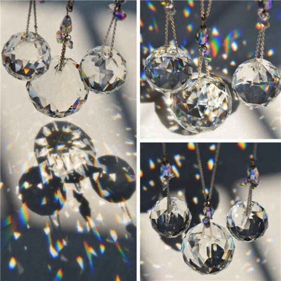 30/30/40mm Crystal Ball Prisms Suncatcher Hanging Ornament Chakra Crystals - Picture 5 of 7